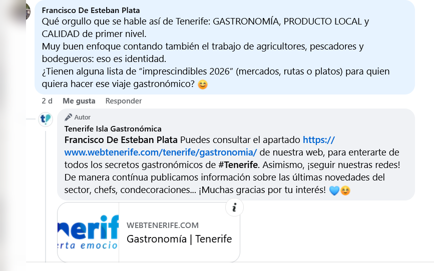 Captura de respuesta pública con enlace a WebTenerife